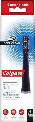 4X Genuine Colgate Omron Toothbrush Heads Proclinical 360 Deep Clean Black UK • £16.99