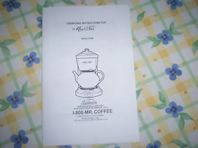 MRS TEA  By MR COFFEE Hot Tea Maker  INSTRUCTION MANUAL • $8.45