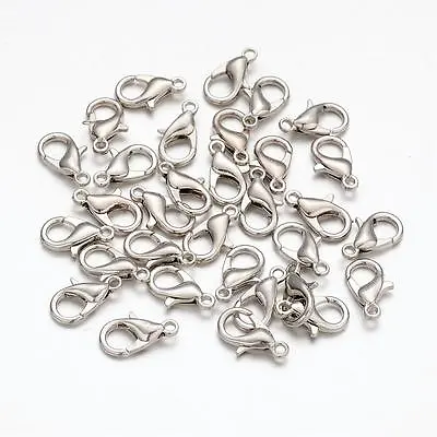 Lobster Clasps Silver Plated 12mm Jewellery Making Findings Fasteners 10/25/50 • £2.90