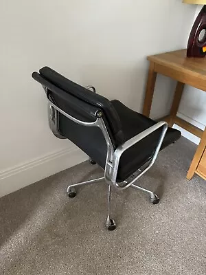 CHARLES EAMES EA217 ICF SOFT PAD CHAIR-  Black Leather Gas Lift Tilt Mechanism • £175