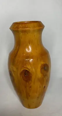 Hand Turned Natural Wood Polished Vase Two Tone 6 Inch Tall Signed & Dated 2005 • $22.88