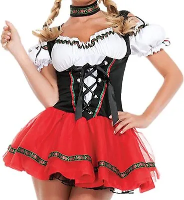 Women Oktoberfest Dirndl Beer Maid Costume German Bavarian Fancy Dress Outfit • £16.98