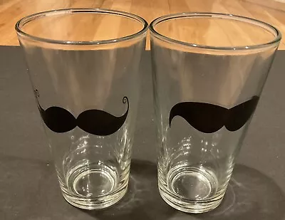 Set Of 2 Clear Fun Graphic Mustache Glasses • $13