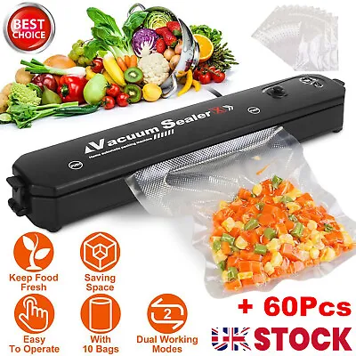 Vacuum Food Sealer Automatic Manual Sealer Dry Wet Pack Machine With Vac 60 Bags • £13.98