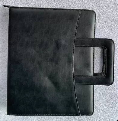 Plan Ahead Portfolio Padfolio 3-Ring Binder Zipper Handles Black 11” X 13.25” • $28.79