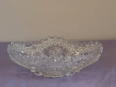 Vintage Heavy Cut Glass Crystal Oval Relish Bowl • $15.10