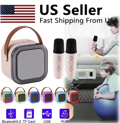 Mini Karaoke Machine For Kids And Adults Portable Speaker With 2 Wireless Mphone • $19.99