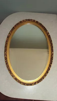 Vintage NuTone Ornate Oval Gold Framed Wall Mirror 26  X 19  Hollywood Regency • $62.40