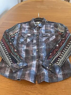 £20 • Buy Western Style Long Sleeve Unisex Shirt In Check And Aztec Print