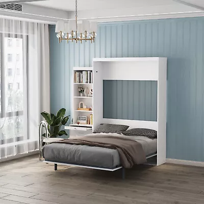 Full Size Murphy Bed Wall Bed With Storage Drawer&Bookshelves Cabinet Hidden Bed • $1399.99