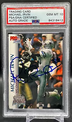 Michael Irvin 1992 Pro Set #88 Signed Autograph Psa Dna Gem Mint 10 Auto • $100