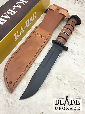 Ka-Bar Dogs Head Utility 1095 Carbon Steel Leather Fixed Knife W/Sheath 1317 • $101