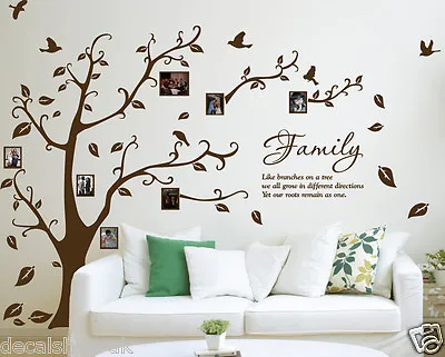 Family Photo Tree & Birds Art Vinyl Wall Sticker DIY Wall Decal- HIGH QUALITY • £12.99