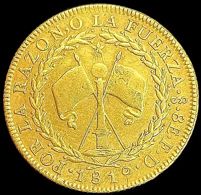 1819 So Fd Gold Chile Republic 8 Escudos Scarce Type Coin • $3100