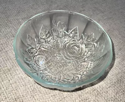 Pasari Indonesia Livia Rose Glass Bowl Scalloped Embossed Vintage • $6.99