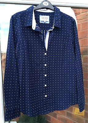 Quba Sails Blue Shirt With Embroidered Detail Size Uk 14 • £15.99