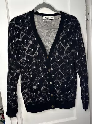 Thakoon X Target Womens Cardigan Sweater Black White Shibori V Neck Size 1X GUC • $10.99