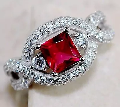  3CT Ruby & Topaz 925 Solid Sterling Silver Ring Sz 8 L1-3 • $14.99