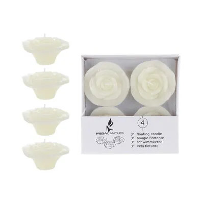 Mega Candles - Unscented 3  Floating Flower Candles - Ivory Set Of 4 • $11.97