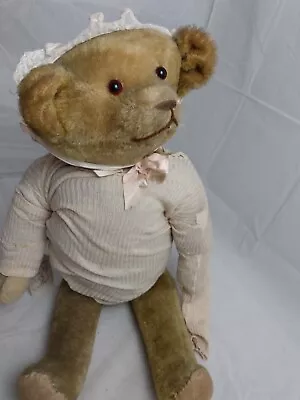 Antique 24  Teddy Bear Mohair Glass Eyes Pads As Found In Bonnet • $365