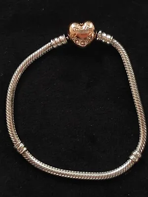 Pandora Silver Snake Chain Heart Clasp Bracelet  • £21.60
