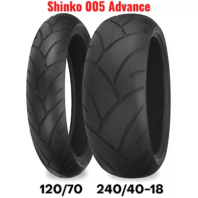 New Shinko 005 Advance Motorcycle Tire Set Front Rear 120 + 240/40-18 Radial 18  • $297.98