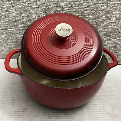 Lodge 6 Quart Enameled Cast Iron Dutch Oven With Lid Dual Handles Cookware Round • $40