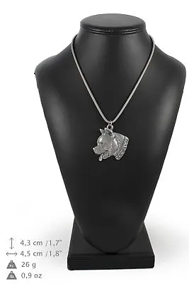 Amstaff Type 2 - Silver Plated Necklace With A Dog On Silver Cord Art Dog AU • $147.99