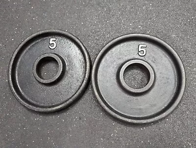 Vintage BEN Barbell Deep Dish 5 LB 2” Olympic Weight Plates  • $40
