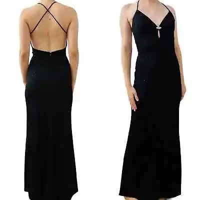 £134.64 • Buy Y2K Prom Dress Vintage Black Fairy Whimsigoth Minimalist Open Back Sexy 6 Small