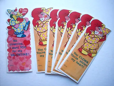 80's Clown Bookmark  Lot Of 7 Vintage Valentine Cards *II13 • $8.99