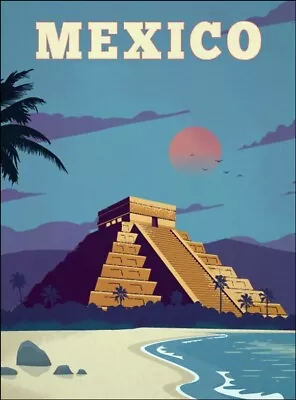 3x4 Inch Vintage Mexico Art Poster Sticker (mayan Temple Decal Mexican Vinyl Mx) • $9