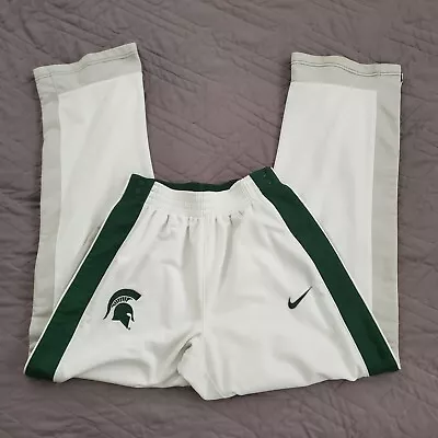 Michigan State Spartans Pants Mens Small White Nike Warmup Tearaway Basketball • $20.26