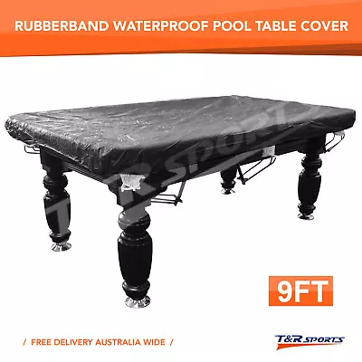 9FT Rubber Band Water Resistance Cover For Pool Snooker Billiard Table Black • $24.99