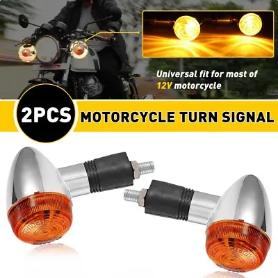 2X Bullet Amber Motorcycle Chrome Turn Signal Blinker Lights For Kawasaki Honda • $11.39