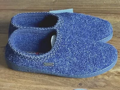 HAFLINGER ATB Ocean BLUE Wool Slipper Arch Support US  10 11 EU 41 42 • £66.50