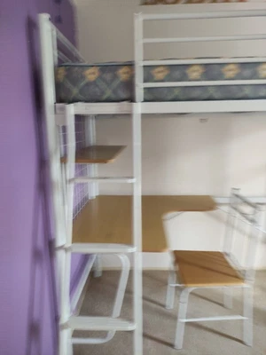 $89 • Buy Single Loft Bed With Shelf Desk,chair.Has Been Dismantled Comes With Instruct.