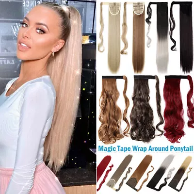 $2.92 • Buy US Long Real Thick Clip In As Human Hair Extensions One Piece Wrap On Ponytail