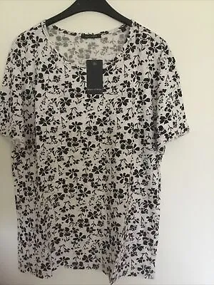 Marc O’ Polo Ladies White/ Black Floral T Shirt Sz S Bnwt ( B59) • £14.99