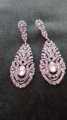 £15 • Buy Sterling Silver  Drop Earrings With Diamonds