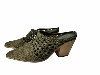 Anthropologie Jeffrey Campbell Green Woven Block Heel Mules/Slides Size 7.5 • $30