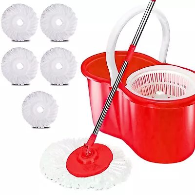 £913.85 • Buy 360° Rotating Magic Spin Floor Mop Bucket Set Microfibre With 5 Heads For Clean