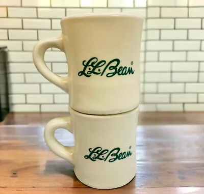 Vtg LL Bean Diner Style Coffee Mugs Tea Westford China Massachusetts USA  Qty-2 • $24.95