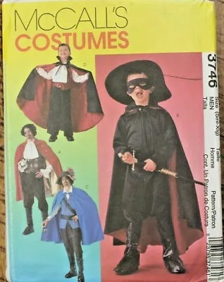 McCall's 3746 Men Zorro Pirate Vampire Musketeer Costume Sewing Pattern S-M-L-XL • $8.25