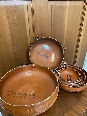 Vintage 1950’s  Set Of 6 Redware Clay Mexican Pottery Nesting Bowls • $69