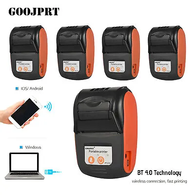 5Pcs 58mm Portable BT Thermal Receipt Printer POS With Thermal Paper Roll V5T0 • $129.99