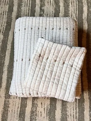 Portugal Collection Matelasse Coverlet And Sham Twin White W/Beige Stripe • $55