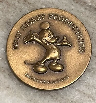 1973 Walt Disney Productions 50th Anniversary Bronze Coin Mickey Mouse Medallion • $29.99