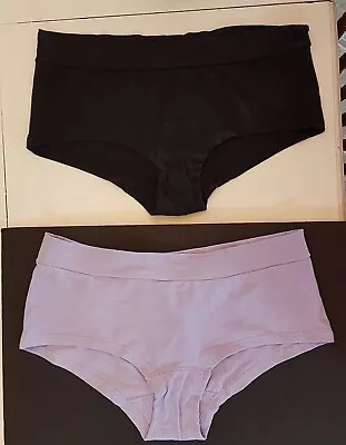 Fruit Of The Loom Black Boy Shorts Panty Size 6 Stretch Cotton Underwear Panties • $13.39