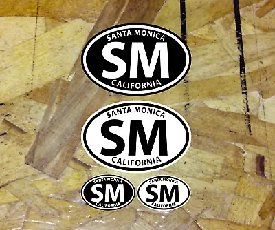 SM Santa Monica CA California Oval Car Window Bumper Sticker Decal 3.5  -4 For 1 • $3.99